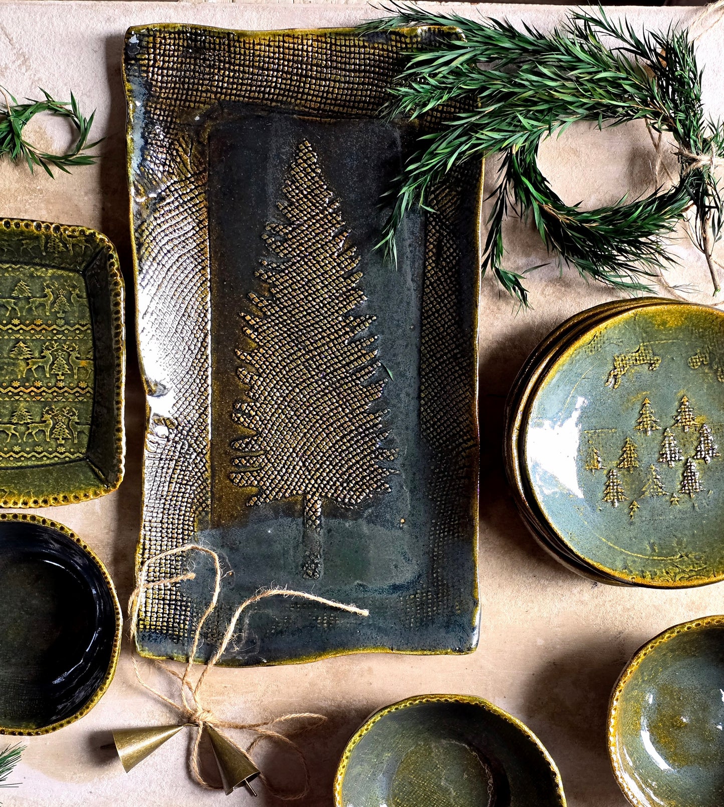 The Olive Green Christmas Tableware Collection