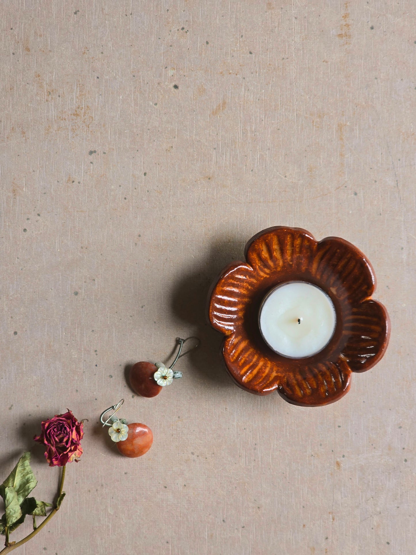 “Handcrafted Scalloped Trinket Dish-Claret Blossom Dish