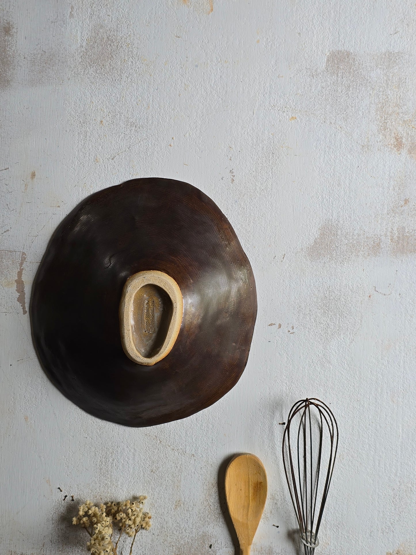Rustic Organic Oval Bowl | Handbuilt Chocolate Brown, Caramel & Stony Beige Serving Bowl