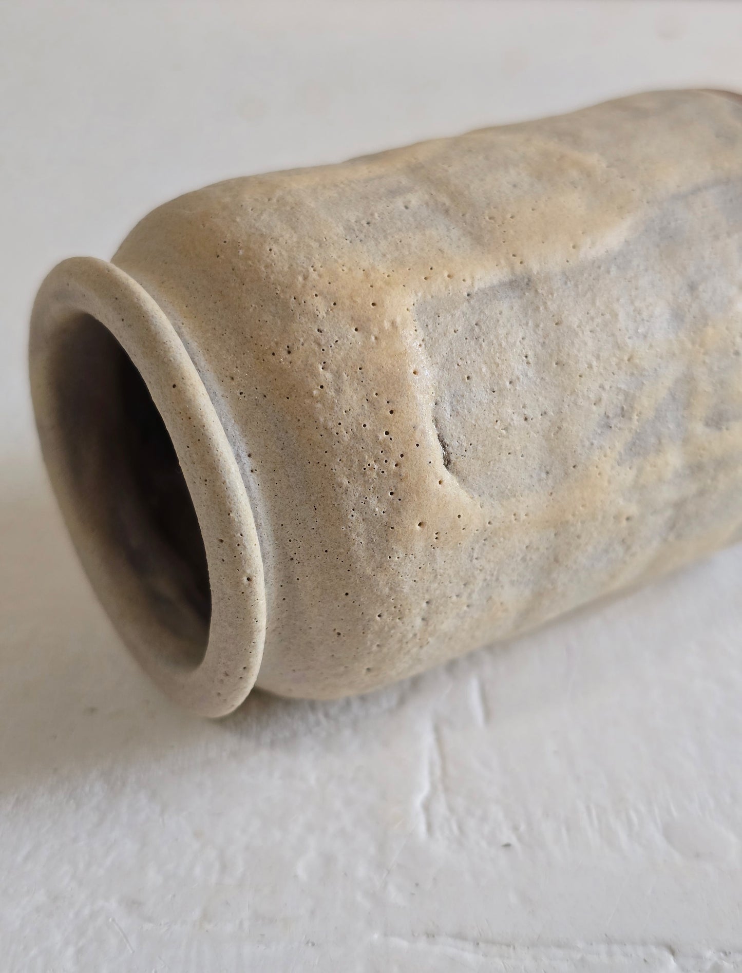 Two Handbuilt Artisan Vases – “The Rolled Collar” & “The Drummer Boy”