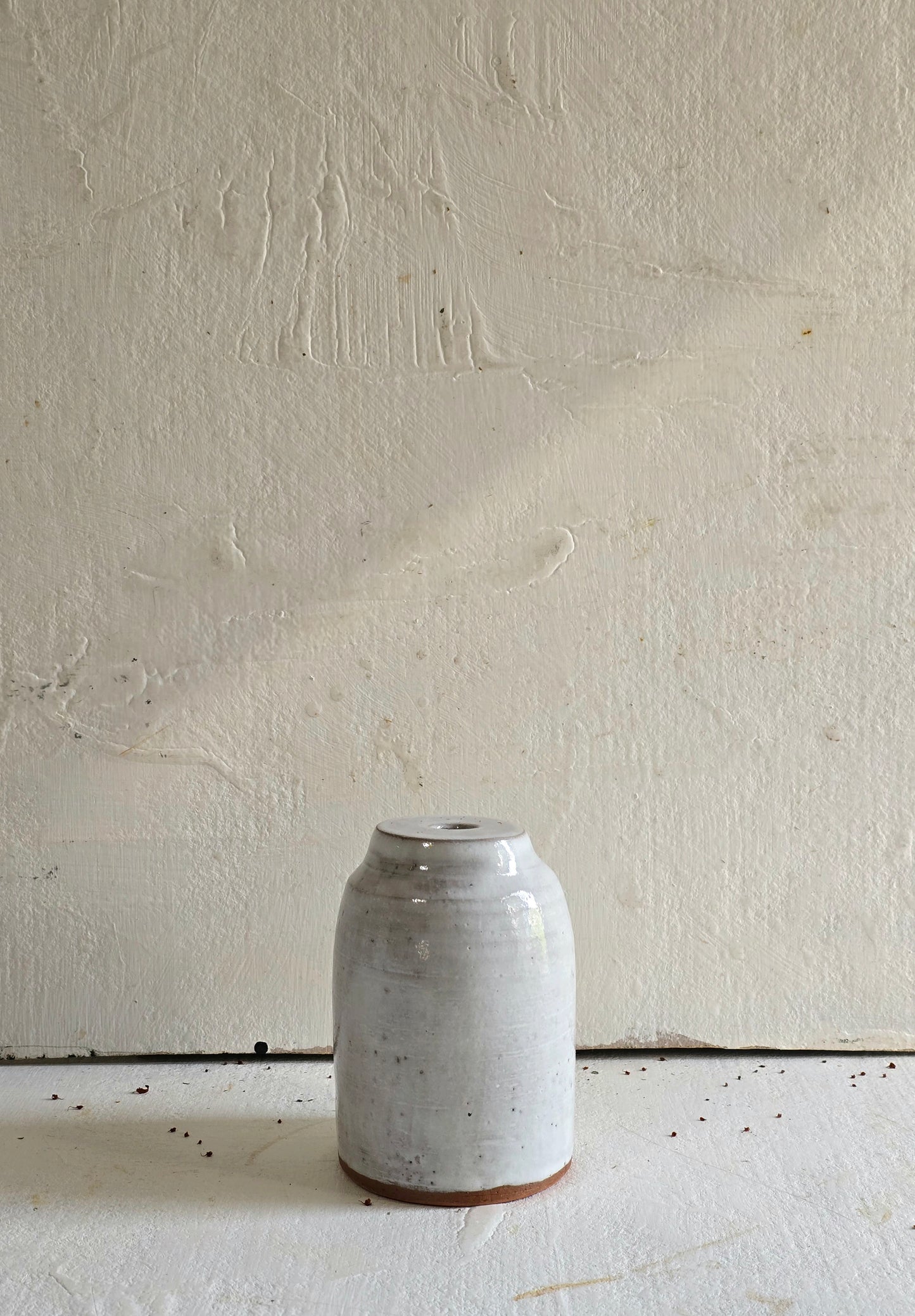 Handbuilt Terracotta  Vase – Silky White Glazed Sculptural Form