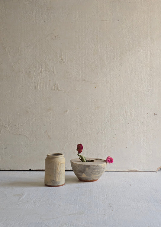 Two Handbuilt Artisan Vases – “The Rolled Collar” & “The Drummer Boy”