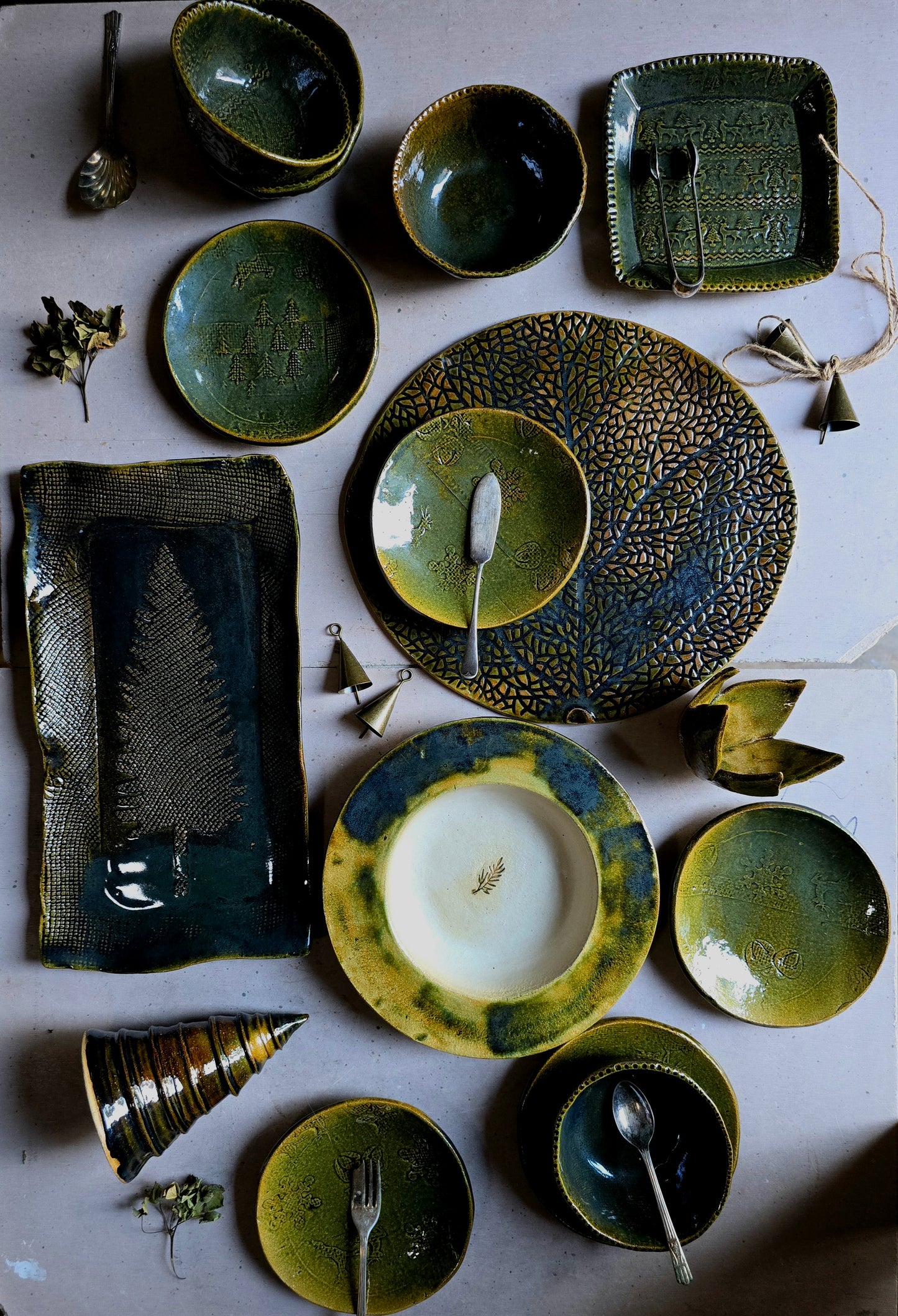 The Olive Green Christmas Tableware Collection