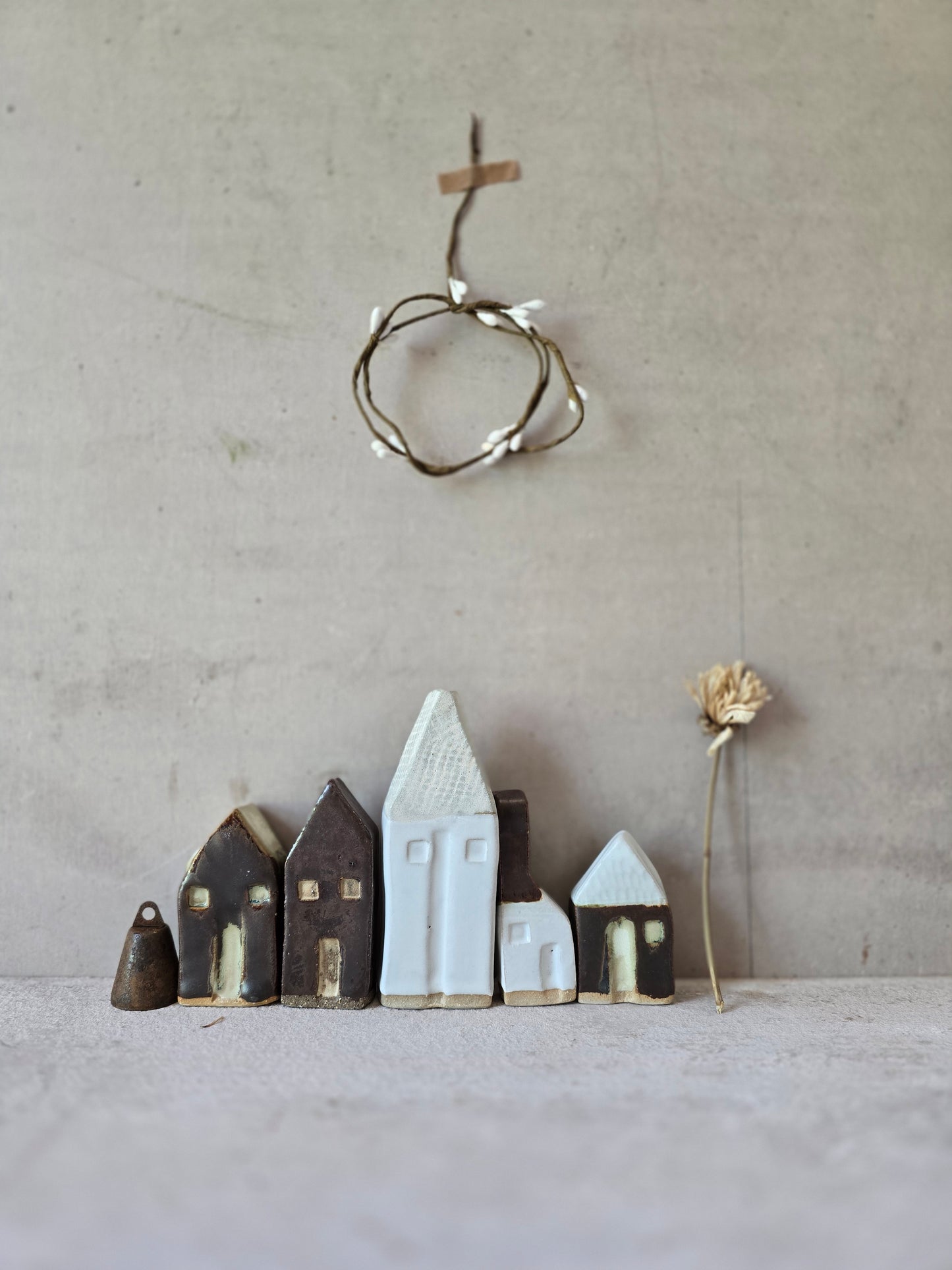 Rustic Browns & Olive Handcrafted Little Houses — Collection (Gift-Boxed & Unique)