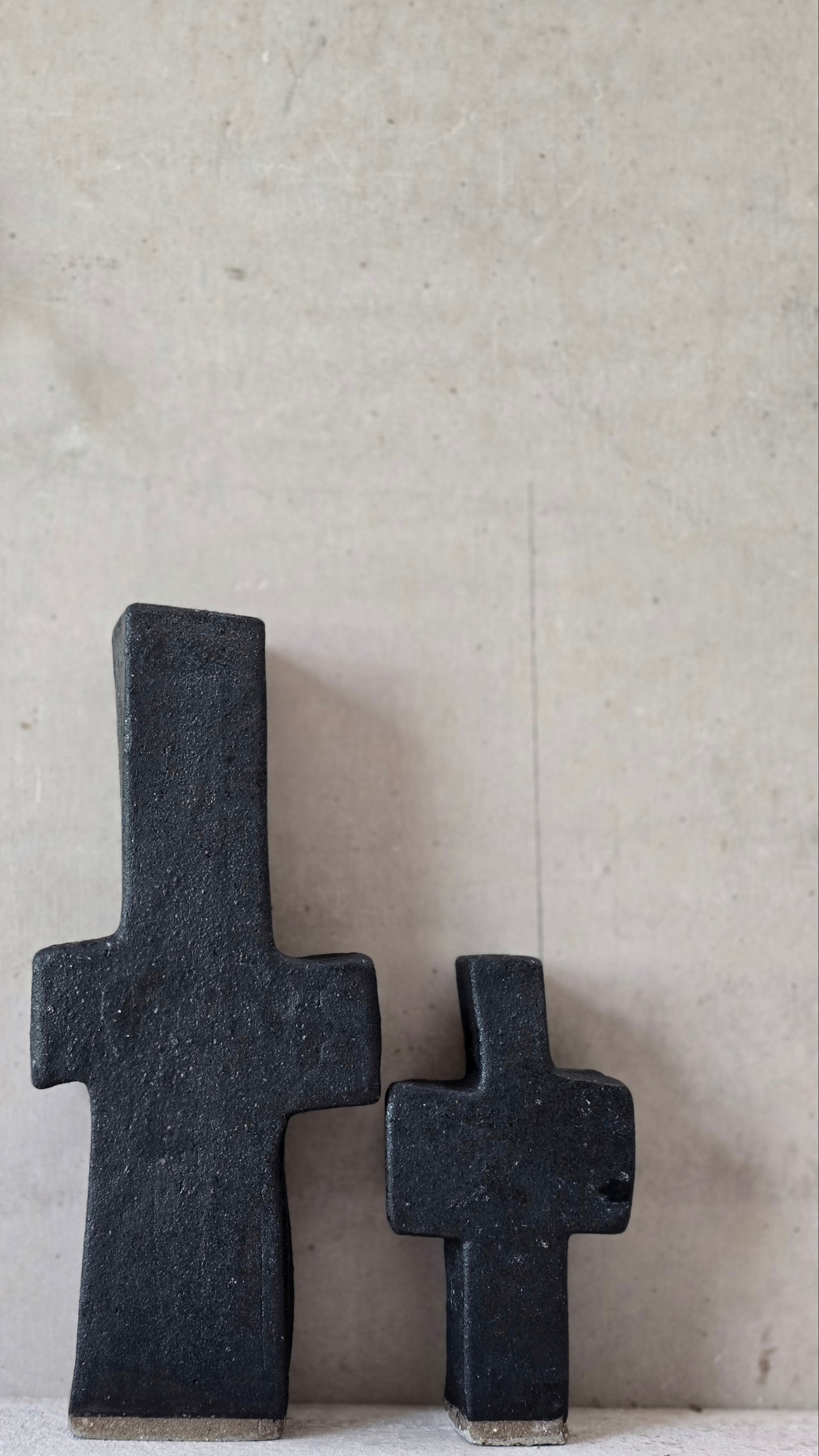 Handcrafted Matte Black Stoneware Crosses – Grounded Minimalist Spirit Forms