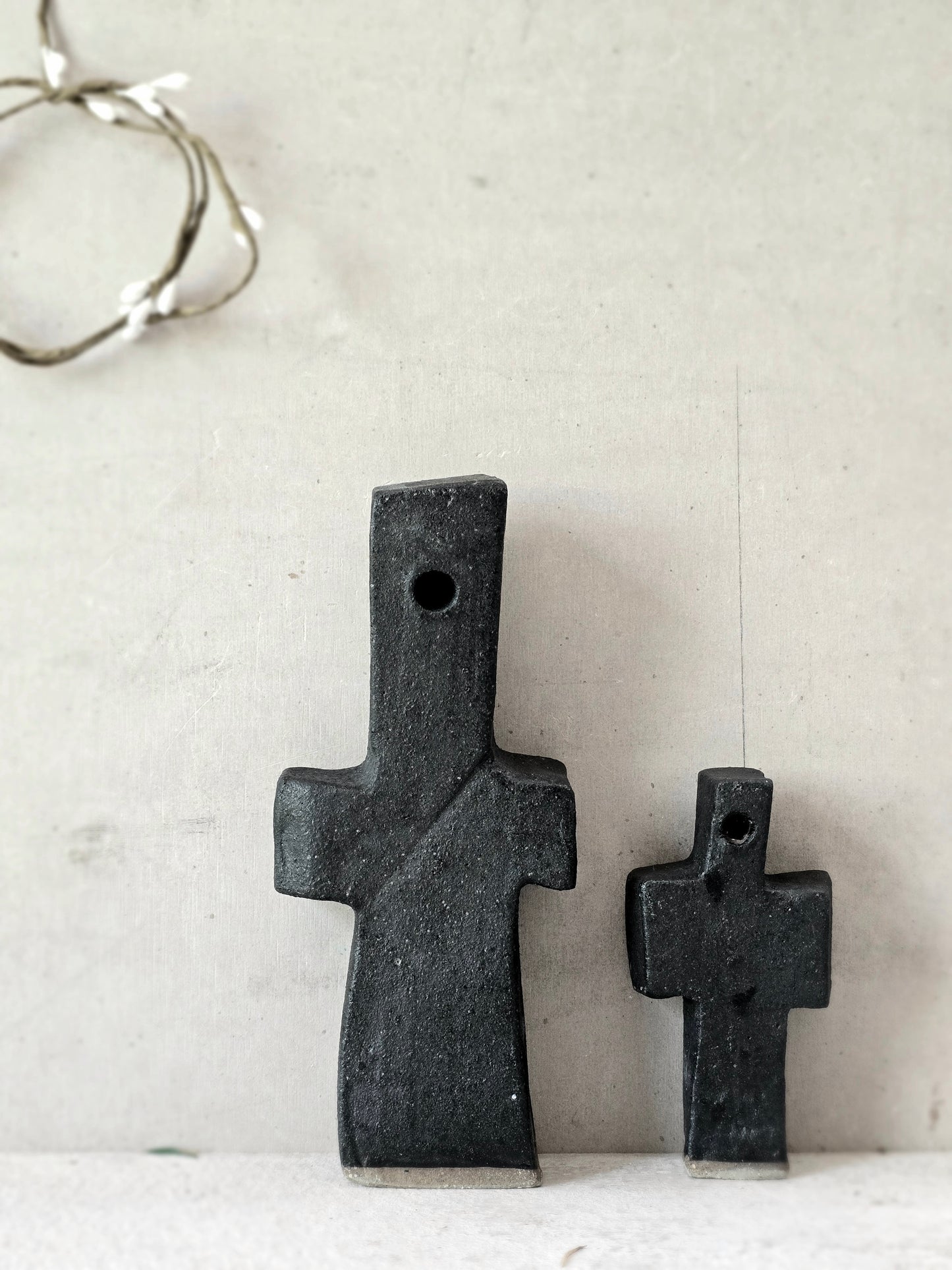 Handcrafted Matte Black Stoneware Crosses – Grounded Minimalist Spirit Forms