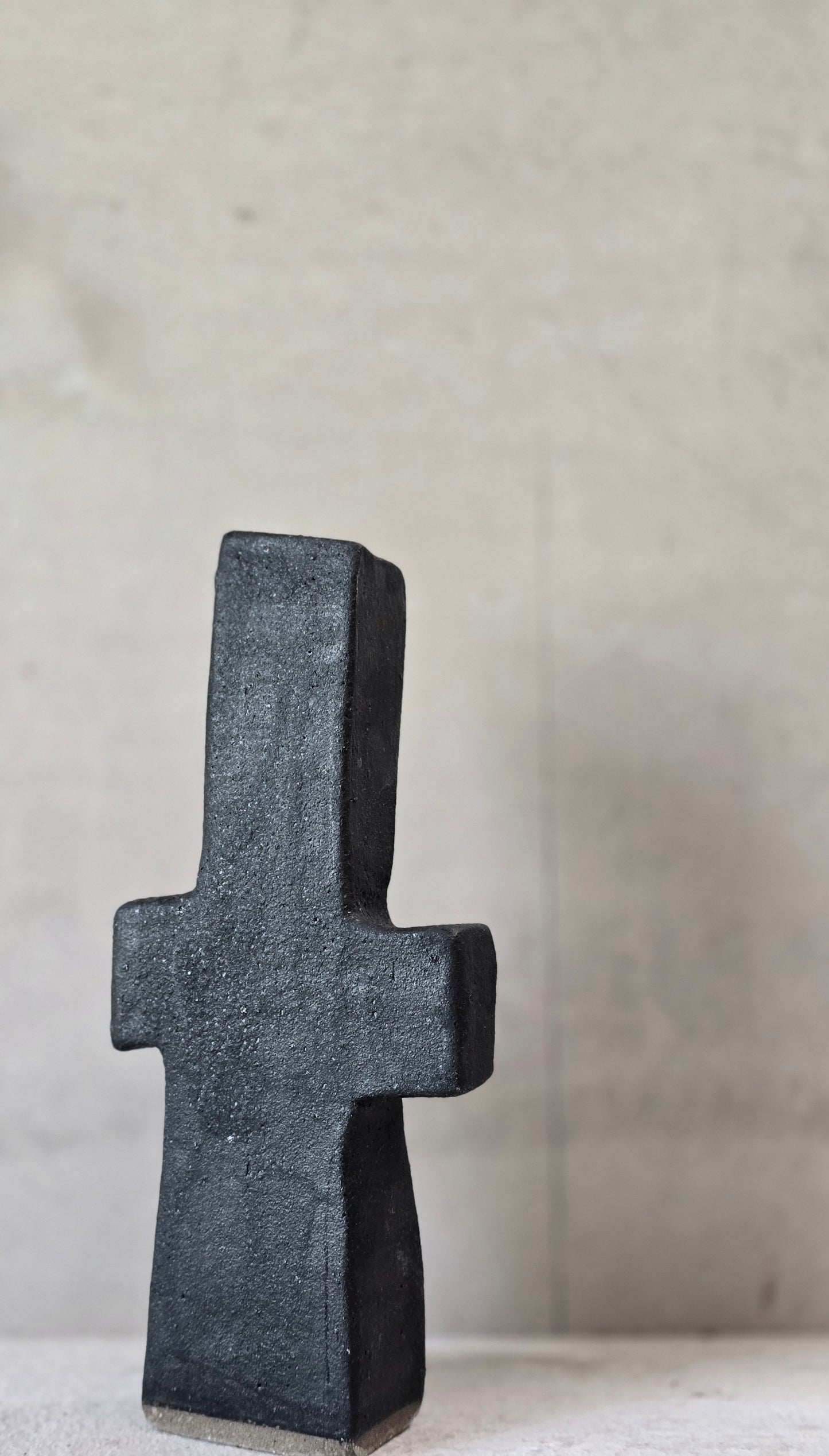 Handcrafted Matte Black Stoneware Crosses – Grounded Minimalist Spirit Forms