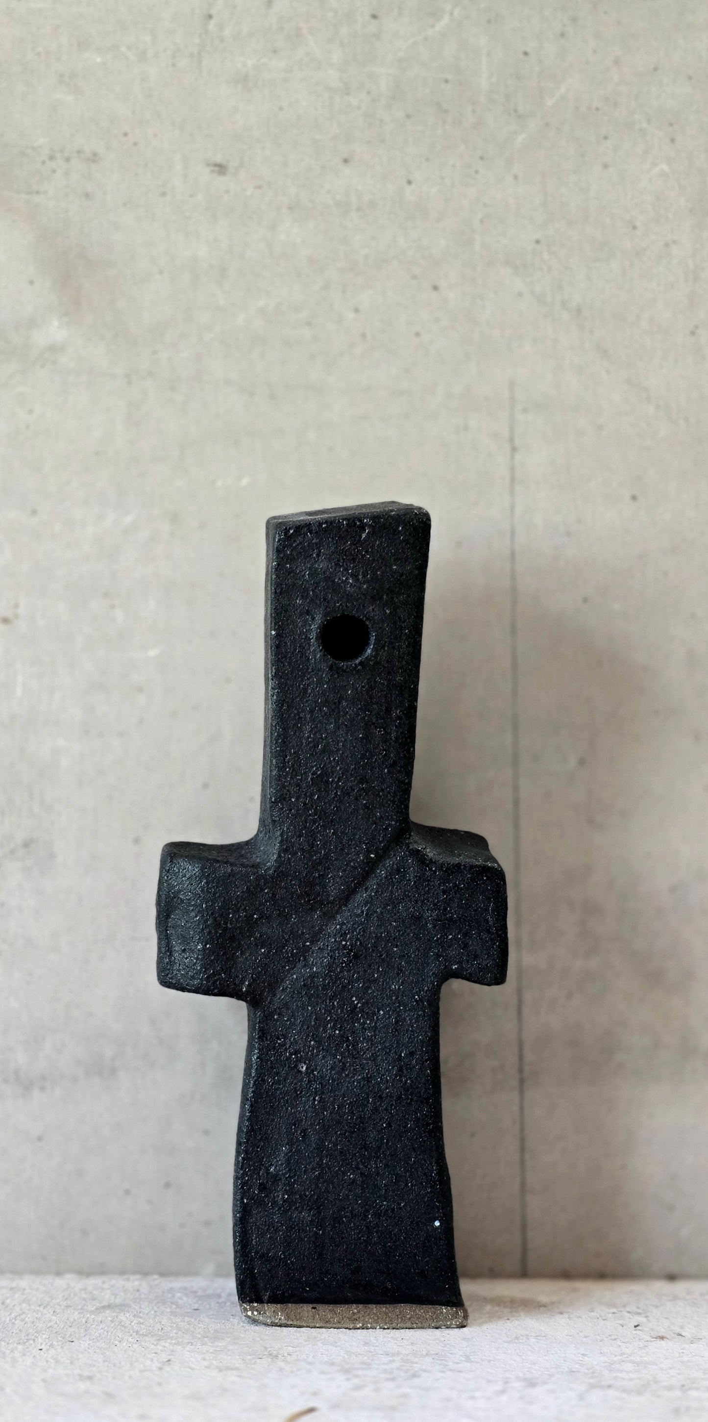 Handcrafted Matte Black Stoneware Crosses – Grounded Minimalist Spirit Forms