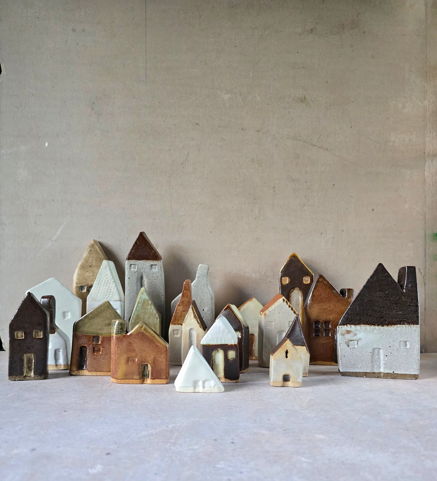 Rustic Browns & Olive Handcrafted Little Houses — Collection (Gift-Boxed & Unique)