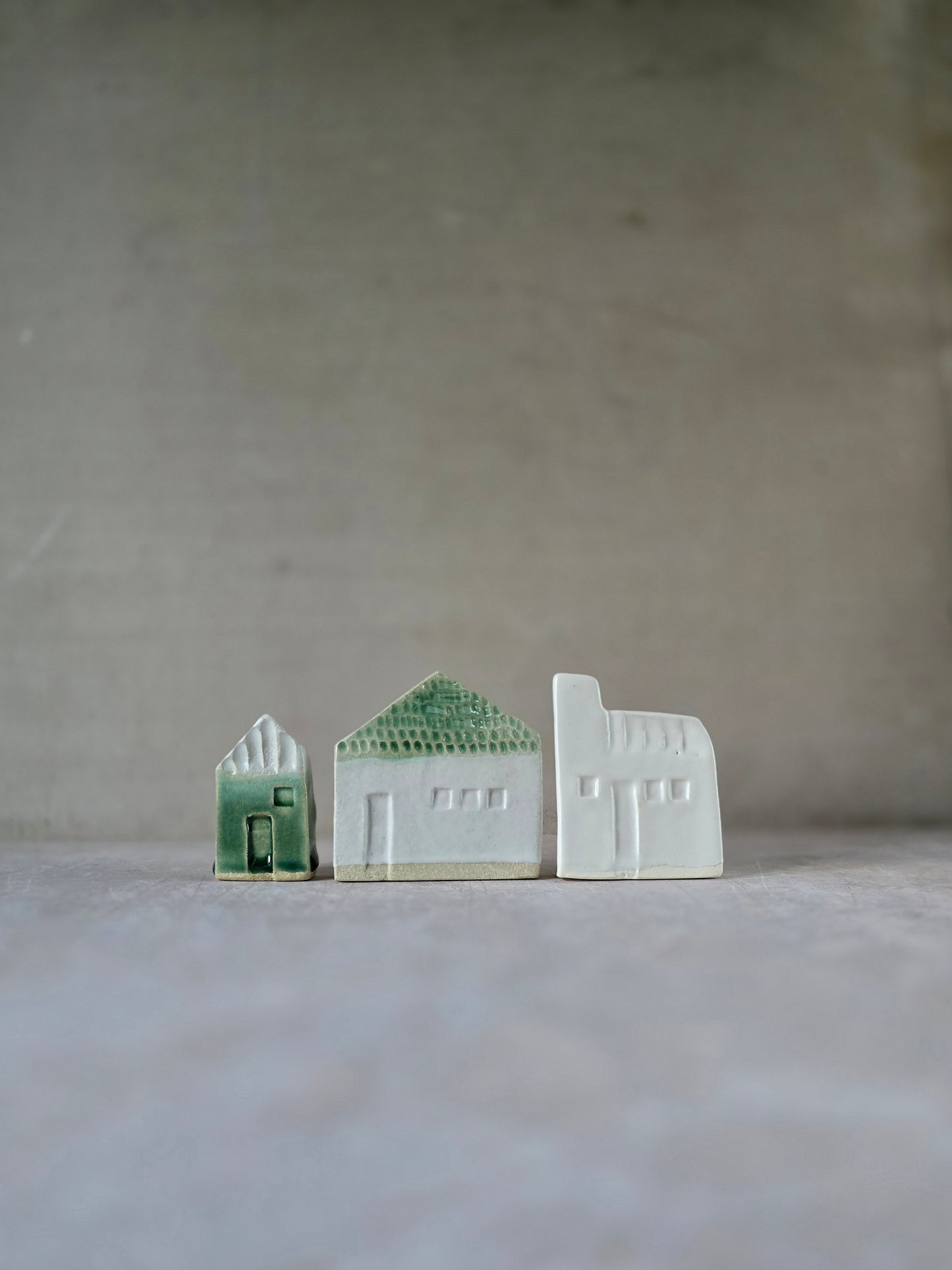 Handcrafted Crisp White-Green Little Houses Collection - (Gift boxed & Unique)
