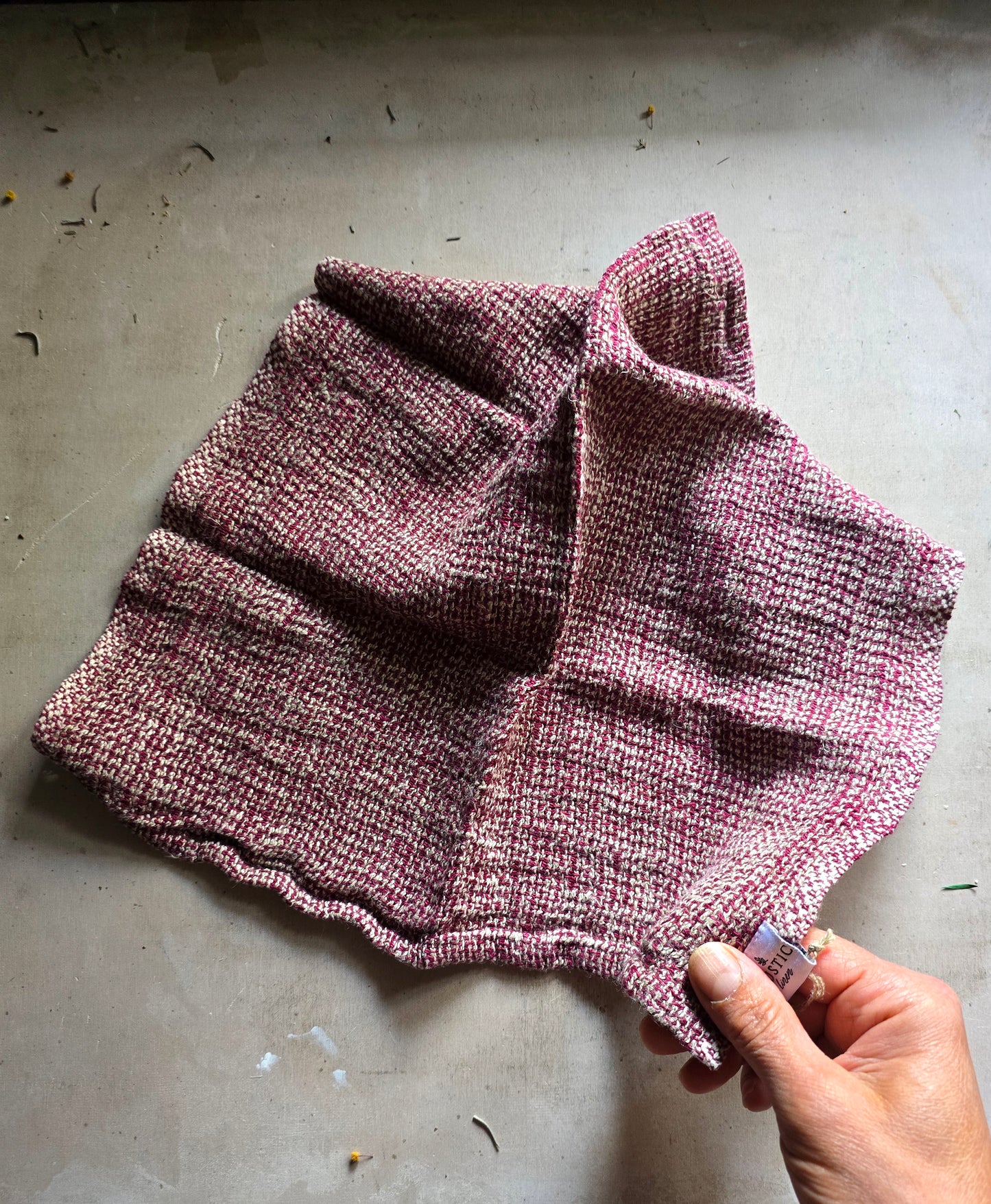 Rich Burgundy & Natural Linen wash cloth, Beautiful Quality