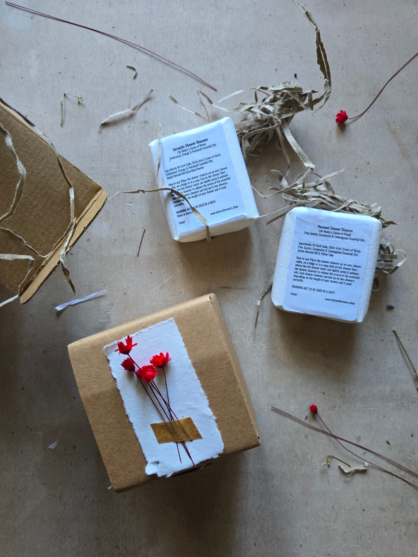 Artisan Aromatherapy Shower Steamers — Serenity & Renewal Twin Pack (Handmade Essential Oil Blend)