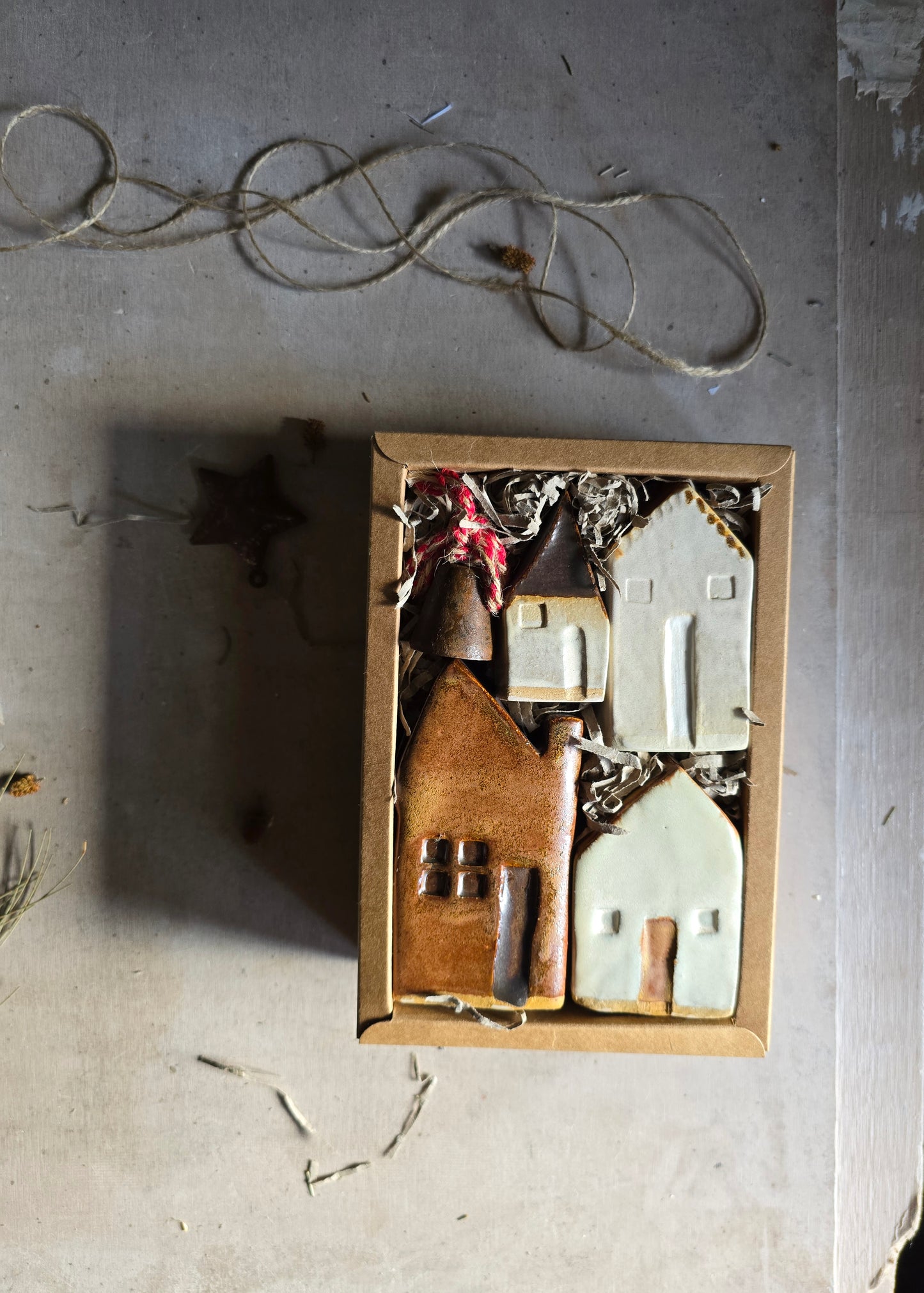 Rustic Browns & Olive Handcrafted Little Houses — Collection (Gift-Boxed & Unique)