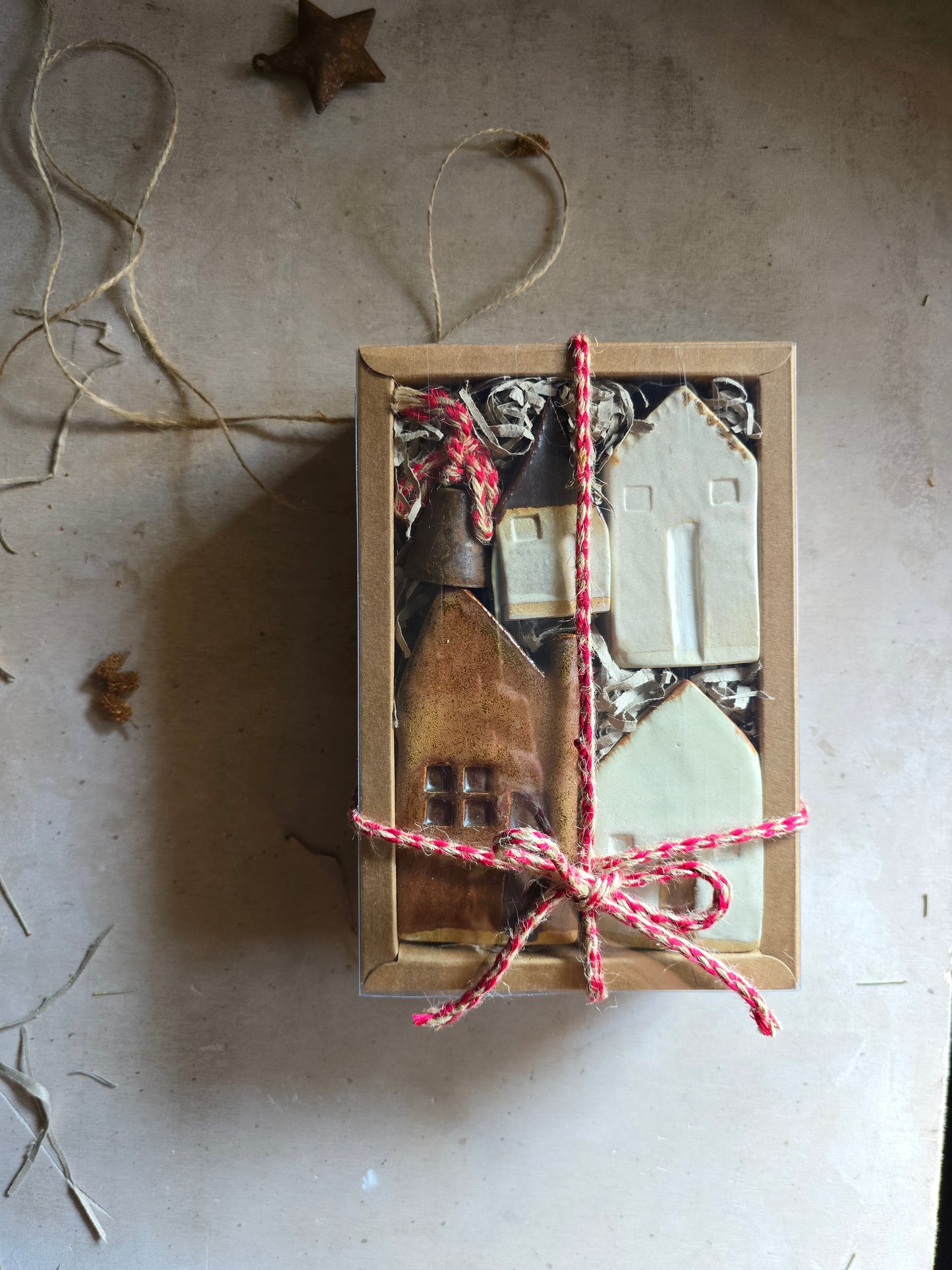 Rustic Browns & Olive Handcrafted Little Houses — Collection (Gift-Boxed & Unique)