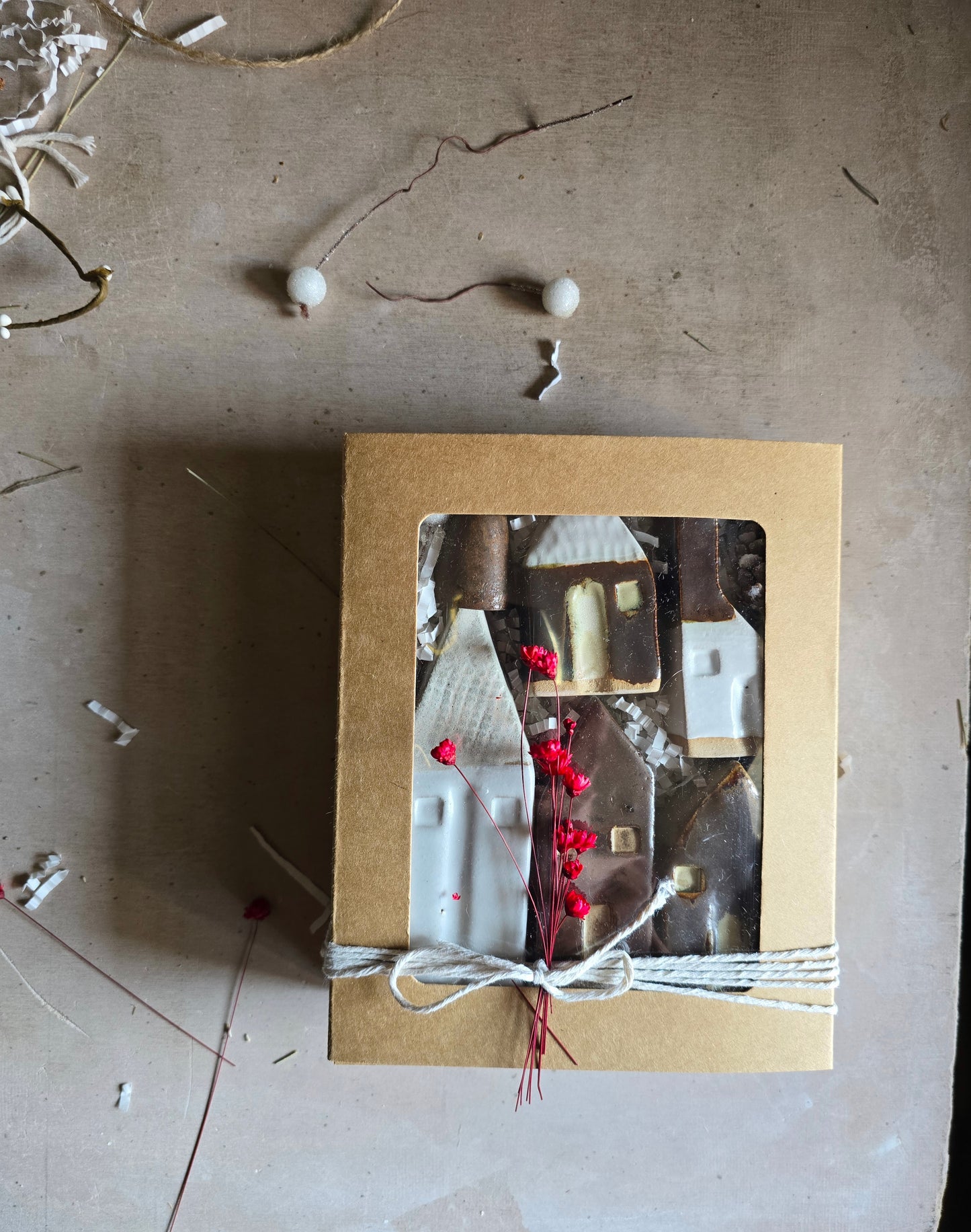 Rustic Browns & Olive Handcrafted Little Houses — Collection (Gift-Boxed & Unique)