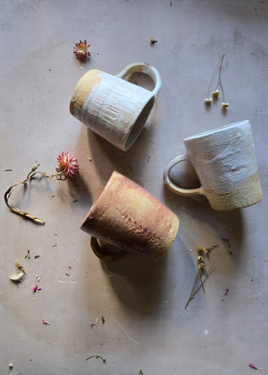 Handmade Rustic Pottery Cup – Raspberry Biscuit or Venetian Glaze | Unique Textured Ceramic Mug | Artisan Gift
