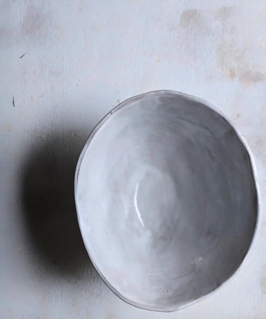Stillness — Sculptural Handcrafted White Serving Bowl