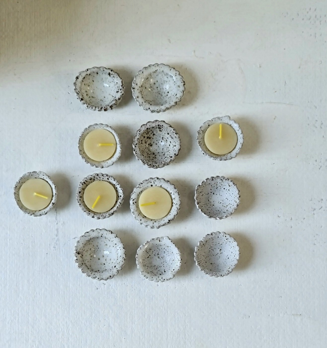 Australian pure beeswax tea lights. Rustic australian ceramics